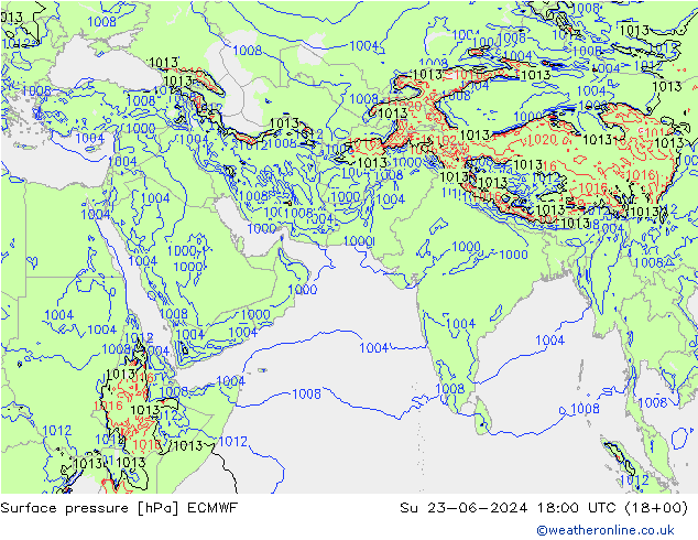 地面气压 ECMWF 星期日 23.06.2024 18 UTC