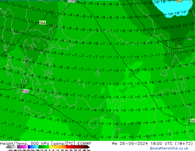 Z500/Regen(+SLP)/Z850 ECMWF wo 26.06.2024 18 UTC