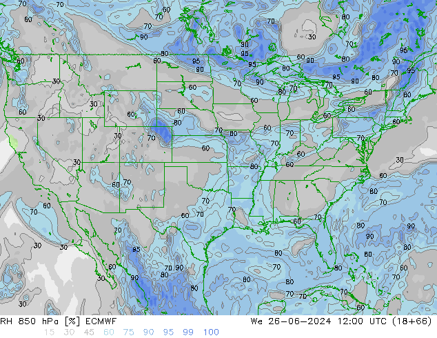 RH 850 hPa ECMWF  26.06.2024 12 UTC