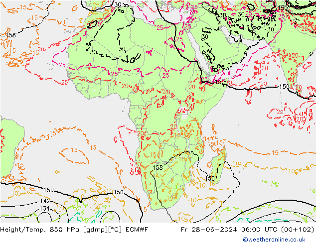Z500/Rain (+SLP)/Z850 ECMWF пт 28.06.2024 06 UTC