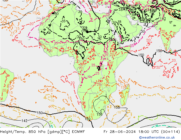 Height/Temp. 850 hPa ECMWF pt. 28.06.2024 18 UTC