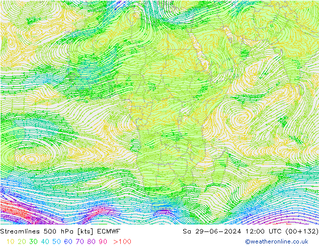 Stromlinien 500 hPa ECMWF Sa 29.06.2024 12 UTC