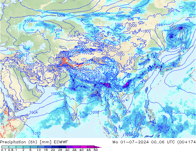 Z500/Rain (+SLP)/Z850 ECMWF Mo 01.07.2024 06 UTC