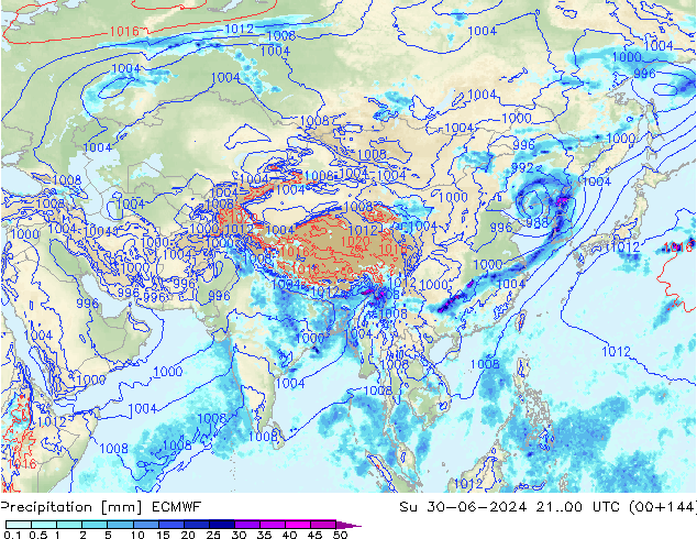 Precipitation ECMWF Su 30.06.2024 00 UTC