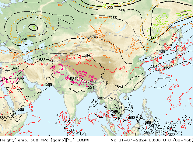 Z500/Rain (+SLP)/Z850 ECMWF Mo 01.07.2024 00 UTC