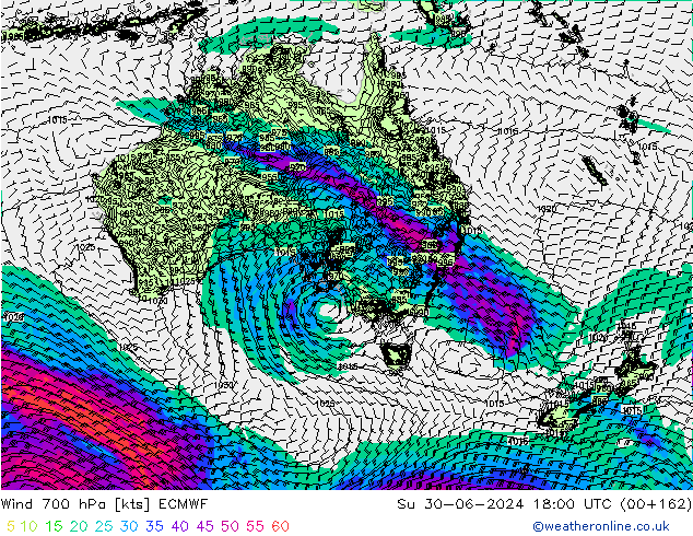 ветер 700 гПа ECMWF Вс 30.06.2024 18 UTC