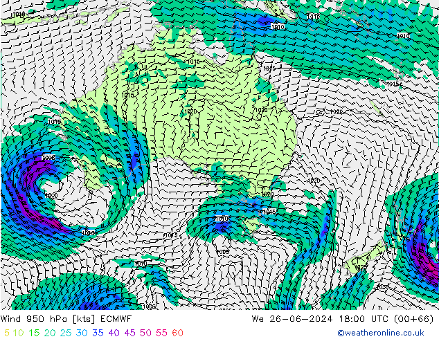 Wind 950 hPa ECMWF We 26.06.2024 18 UTC