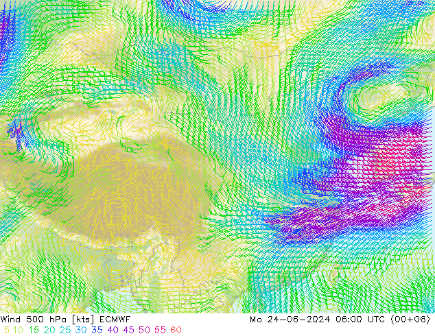 风 500 hPa ECMWF 星期一 24.06.2024 06 UTC