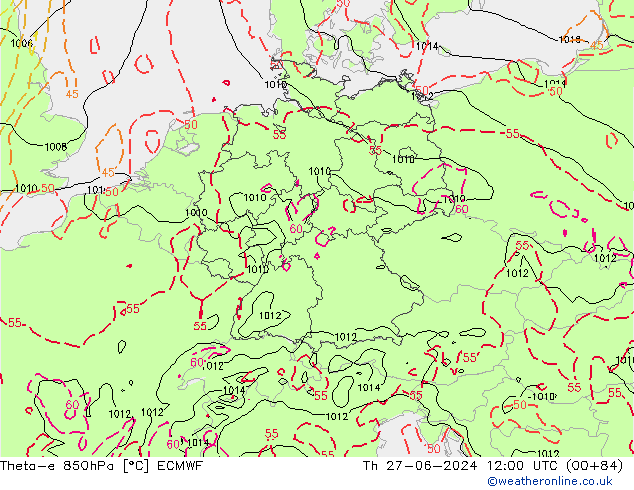 Theta-e 850hPa ECMWF Per 27.06.2024 12 UTC