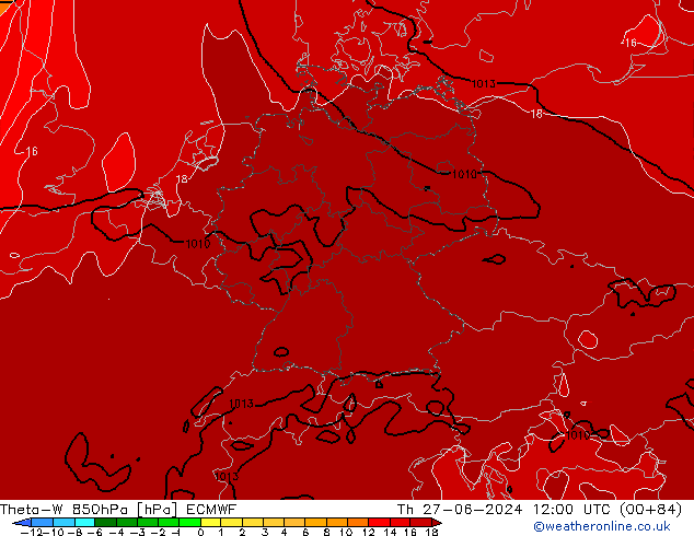 Theta-W 850hPa ECMWF Do 27.06.2024 12 UTC