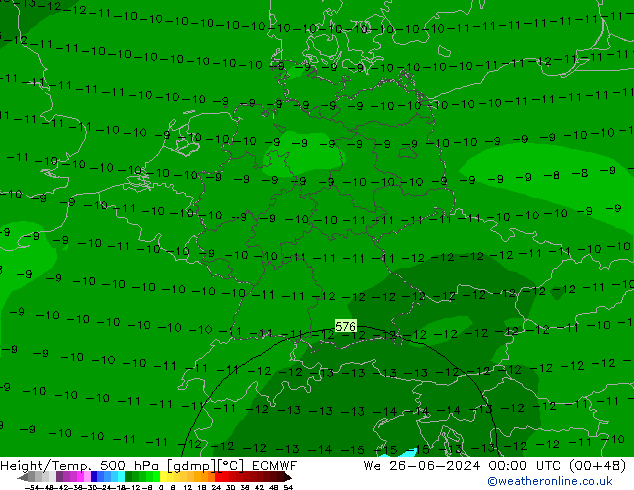 Z500/Rain (+SLP)/Z850 ECMWF We 26.06.2024 00 UTC