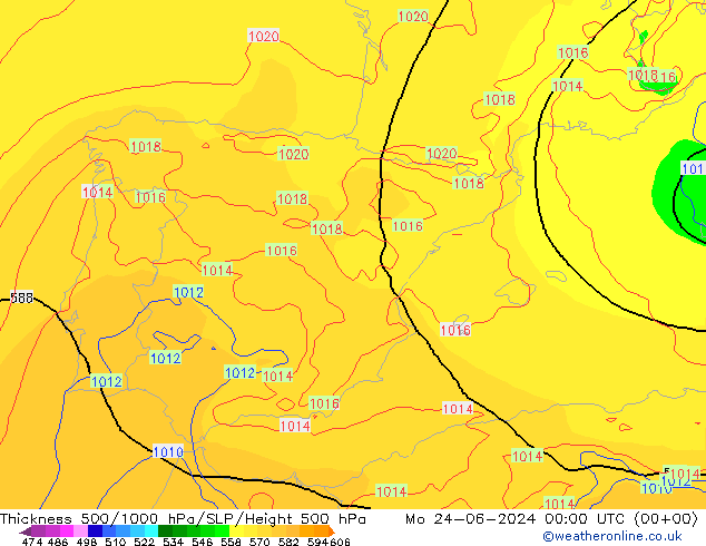 Thck 500-1000hPa ECMWF Mo 24.06.2024 00 UTC