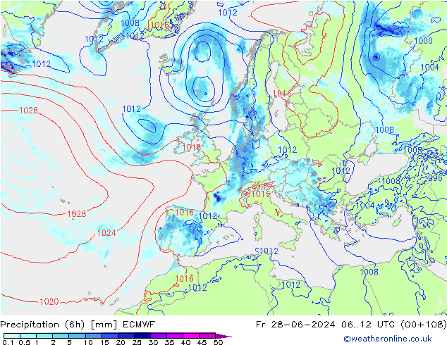 Z500/Rain (+SLP)/Z850 ECMWF Sex 28.06.2024 12 UTC