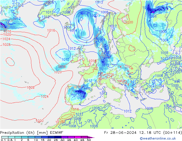 Z500/Yağmur (+YB)/Z850 ECMWF Cu 28.06.2024 18 UTC