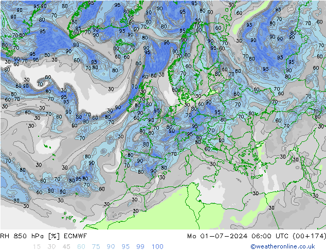 RH 850 hPa ECMWF Mo 01.07.2024 06 UTC