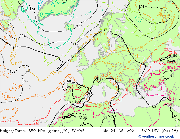 Z500/Rain (+SLP)/Z850 ECMWF Mo 24.06.2024 18 UTC