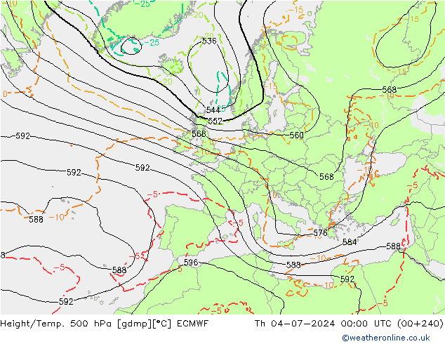 Z500/Rain (+SLP)/Z850 ECMWF jue 04.07.2024 00 UTC