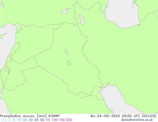 Precipitation accum. ECMWF Mo 24.06.2024 03 UTC