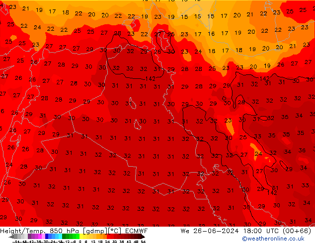 Z500/Rain (+SLP)/Z850 ECMWF mié 26.06.2024 18 UTC