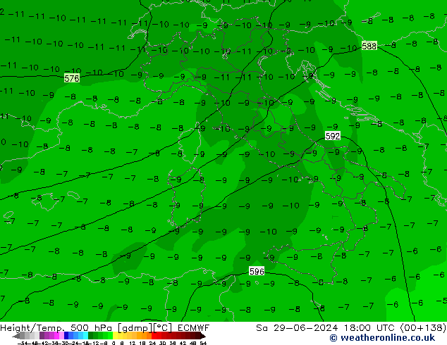 Z500/Rain (+SLP)/Z850 ECMWF  29.06.2024 18 UTC