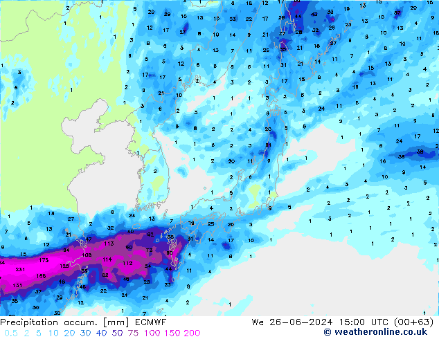 Precipitation accum. ECMWF  26.06.2024 15 UTC