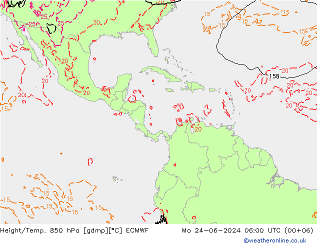 Z500/Rain (+SLP)/Z850 ECMWF lun 24.06.2024 06 UTC