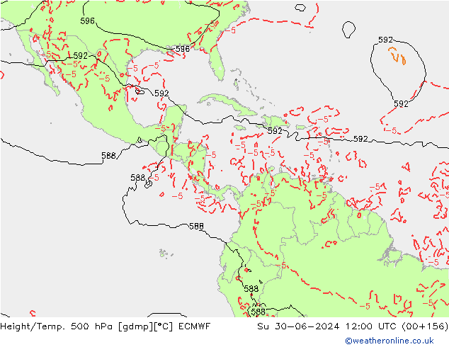 Z500/Rain (+SLP)/Z850 ECMWF dom 30.06.2024 12 UTC