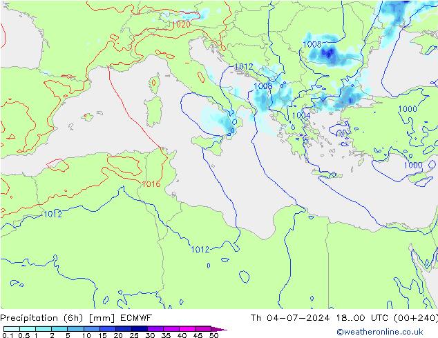 Z500/Rain (+SLP)/Z850 ECMWF gio 04.07.2024 00 UTC