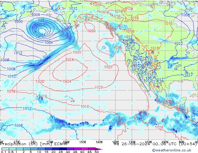 Z500/Rain (+SLP)/Z850 ECMWF We 26.06.2024 06 UTC