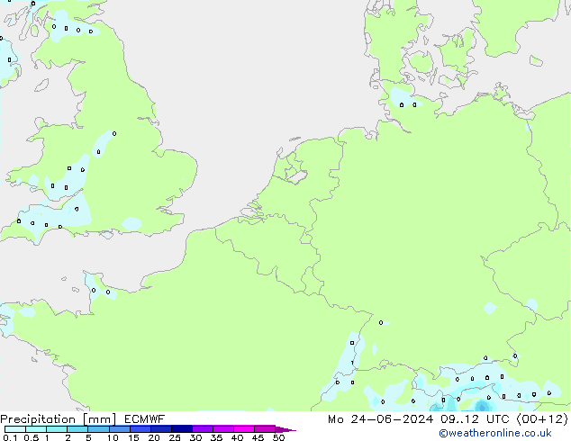 Niederschlag ECMWF Mo 24.06.2024 12 UTC