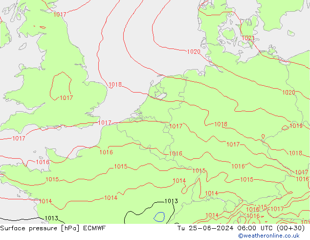 pressão do solo ECMWF Ter 25.06.2024 06 UTC