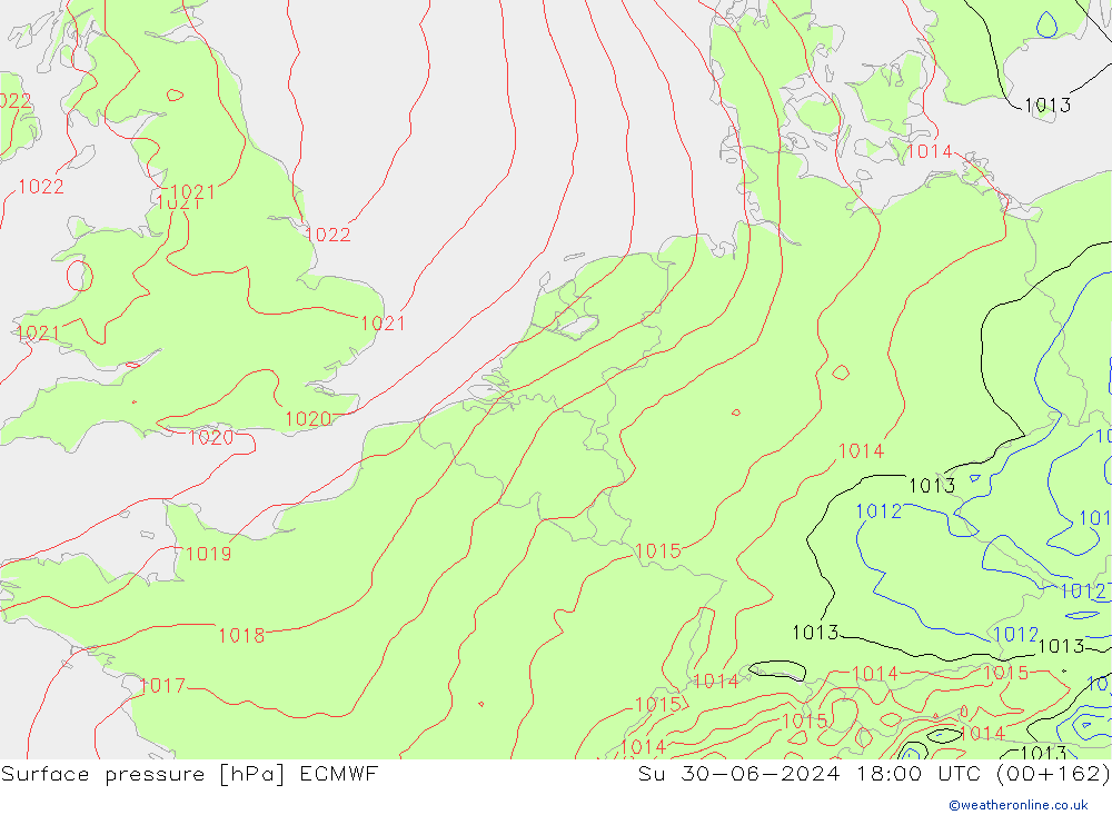 Surface pressure ECMWF Su 30.06.2024 18 UTC