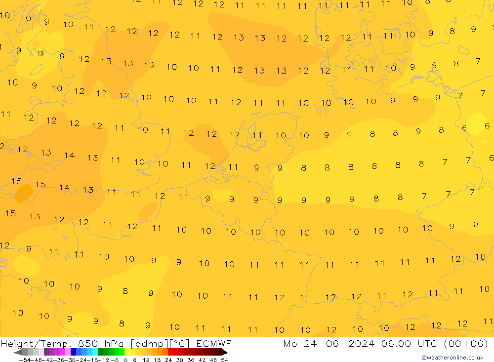 Z500/Rain (+SLP)/Z850 ECMWF Mo 24.06.2024 06 UTC