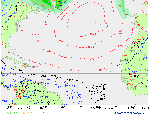 Jet stream/SLP ECMWF So 29.06.2024 09 UTC