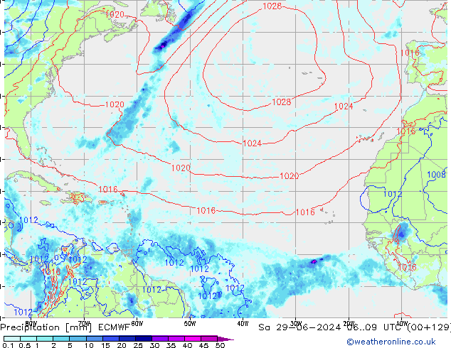 Precipitation ECMWF Sa 29.06.2024 09 UTC