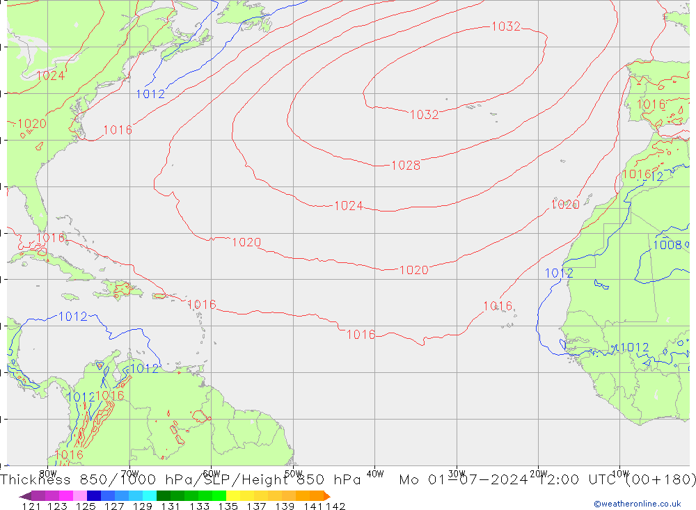 Thck 850-1000 hPa ECMWF  01.07.2024 12 UTC