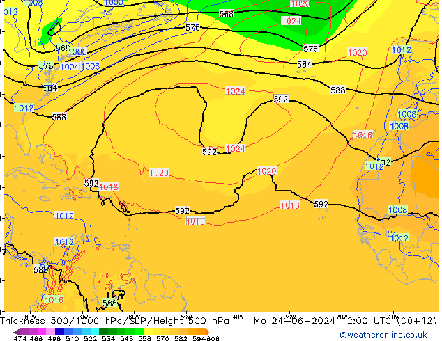 Thck 500-1000hPa ECMWF Po 24.06.2024 12 UTC