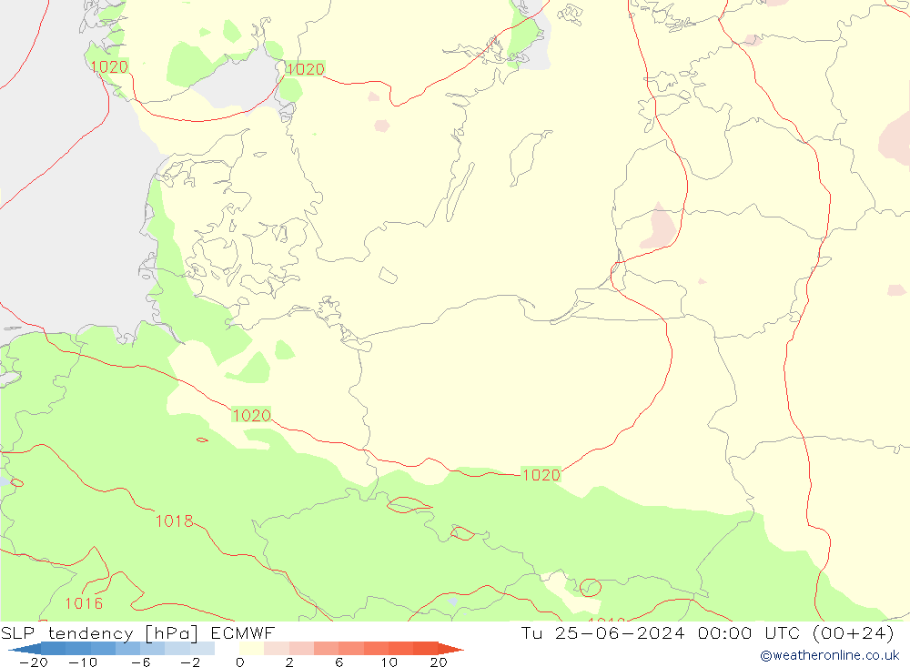 SLP tendency ECMWF Ter 25.06.2024 00 UTC