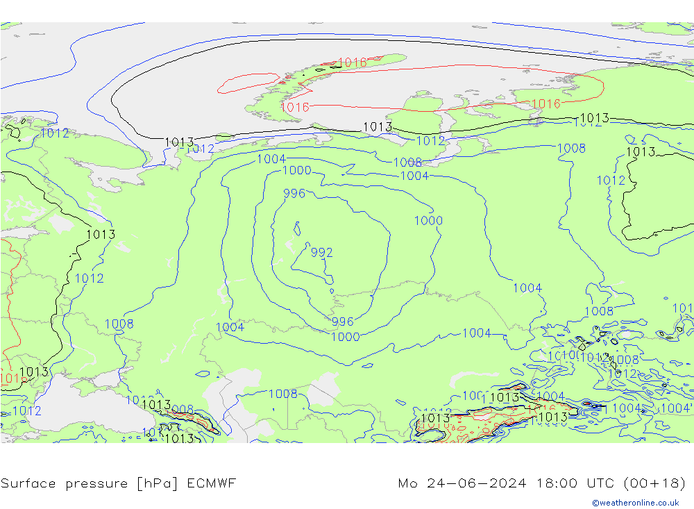 pression de l'air ECMWF lun 24.06.2024 18 UTC