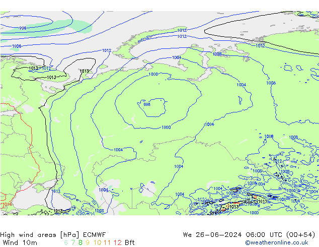 Izotacha ECMWF śro. 26.06.2024 06 UTC