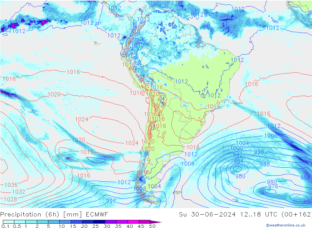 Z500/Regen(+SLP)/Z850 ECMWF zo 30.06.2024 18 UTC