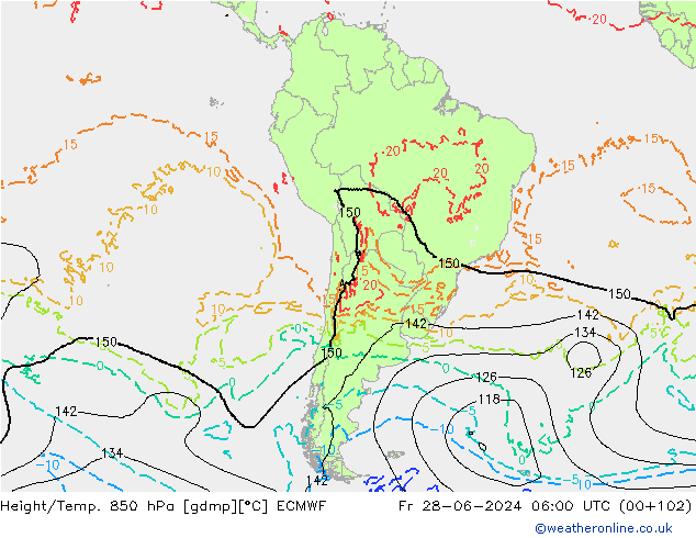 Z500/Yağmur (+YB)/Z850 ECMWF Cu 28.06.2024 06 UTC