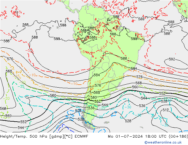 Z500/Yağmur (+YB)/Z850 ECMWF Pzt 01.07.2024 18 UTC