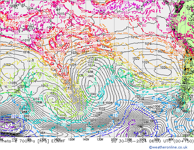 Theta-e 700hPa ECMWF Dom 30.06.2024 06 UTC