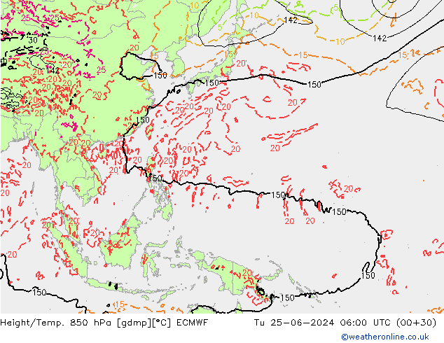 Z500/Rain (+SLP)/Z850 ECMWF mar 25.06.2024 06 UTC