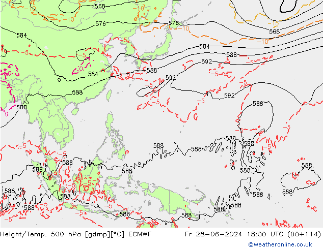 Géop./Temp. 500 hPa ECMWF ven 28.06.2024 18 UTC