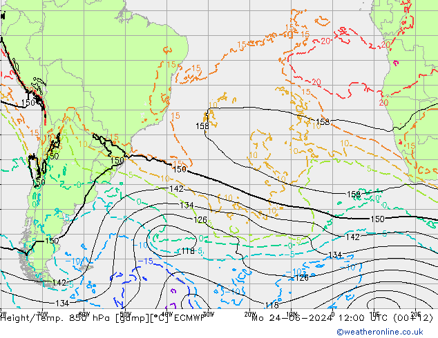 Z500/Rain (+SLP)/Z850 ECMWF пн 24.06.2024 12 UTC