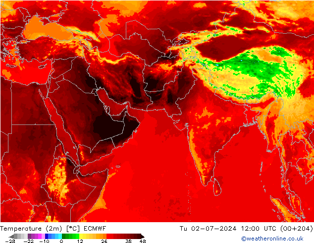 température (2m) ECMWF mar 02.07.2024 12 UTC