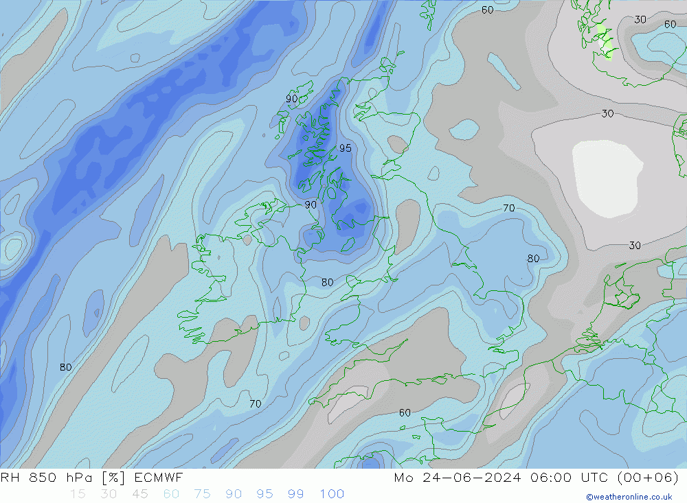 RH 850 hPa ECMWF  24.06.2024 06 UTC