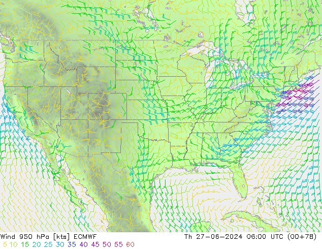 Wind 950 hPa ECMWF Th 27.06.2024 06 UTC